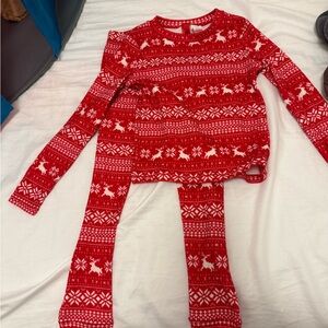 SKIMS Red and White Kids Pajama Set